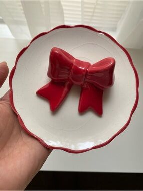 🎀🎀🎀🎀CERRA BOW RING DISH RED BOW CUTE TRINKET MINI DISH NEW